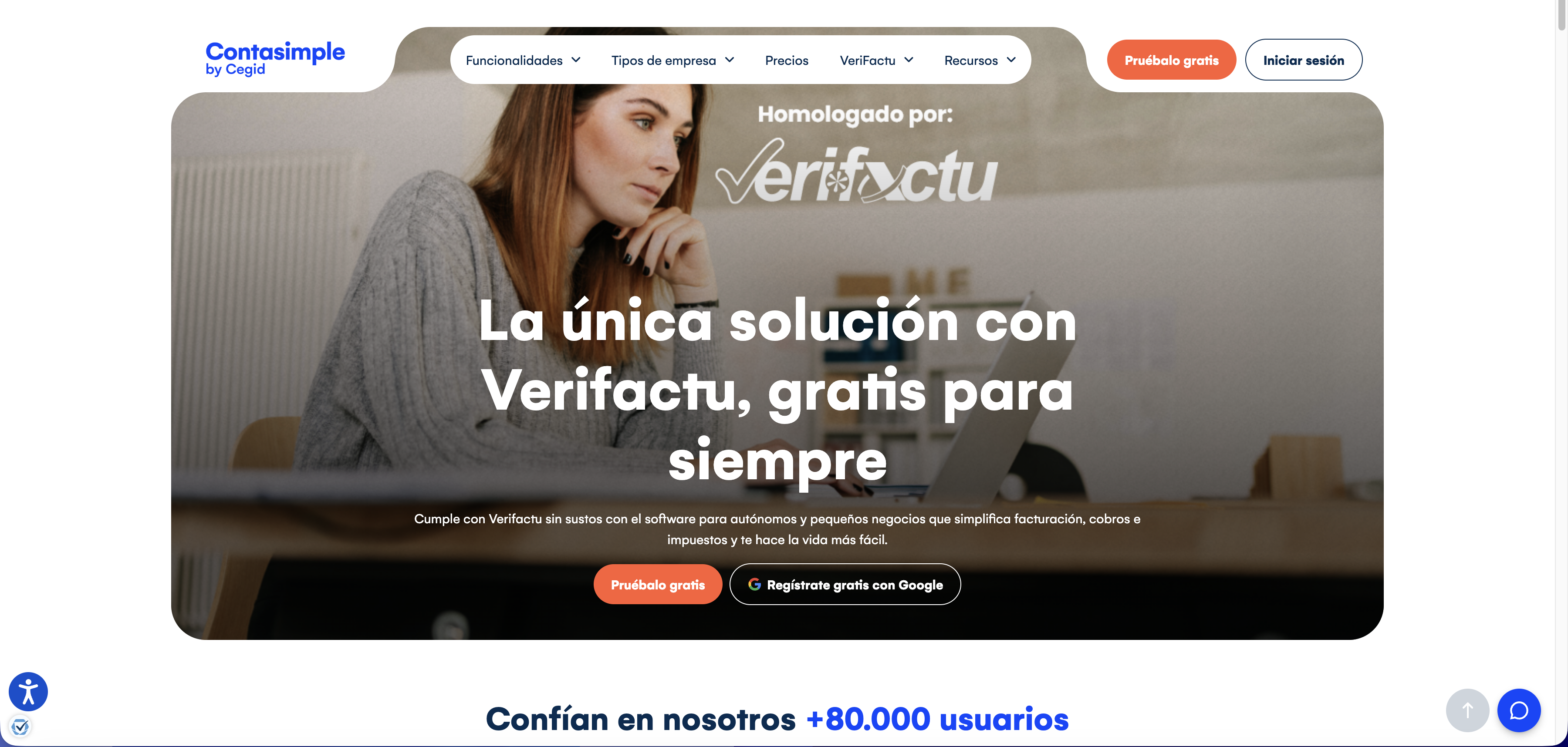 Landing page de Contasimple