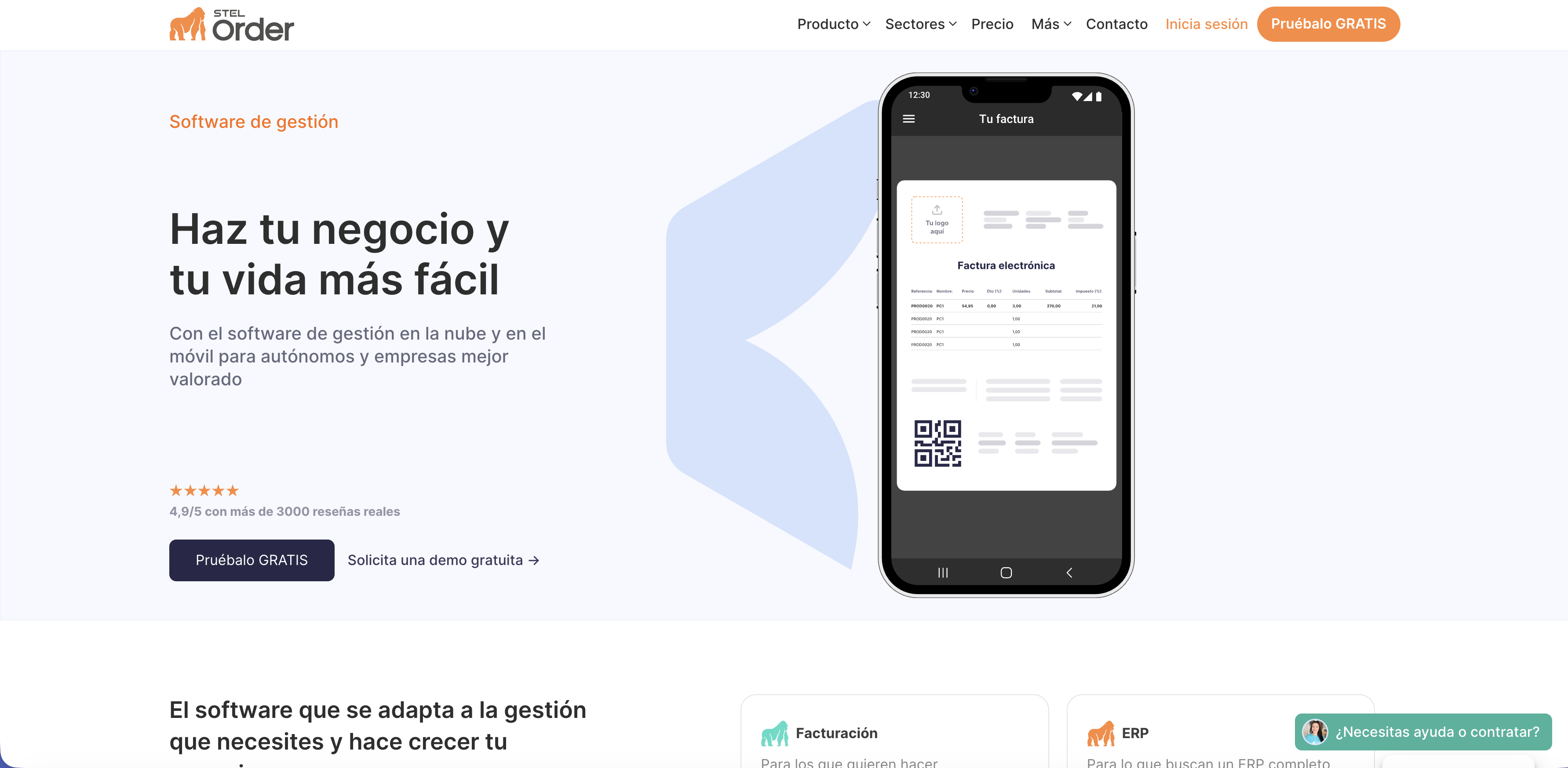 Landing page de STEL Order