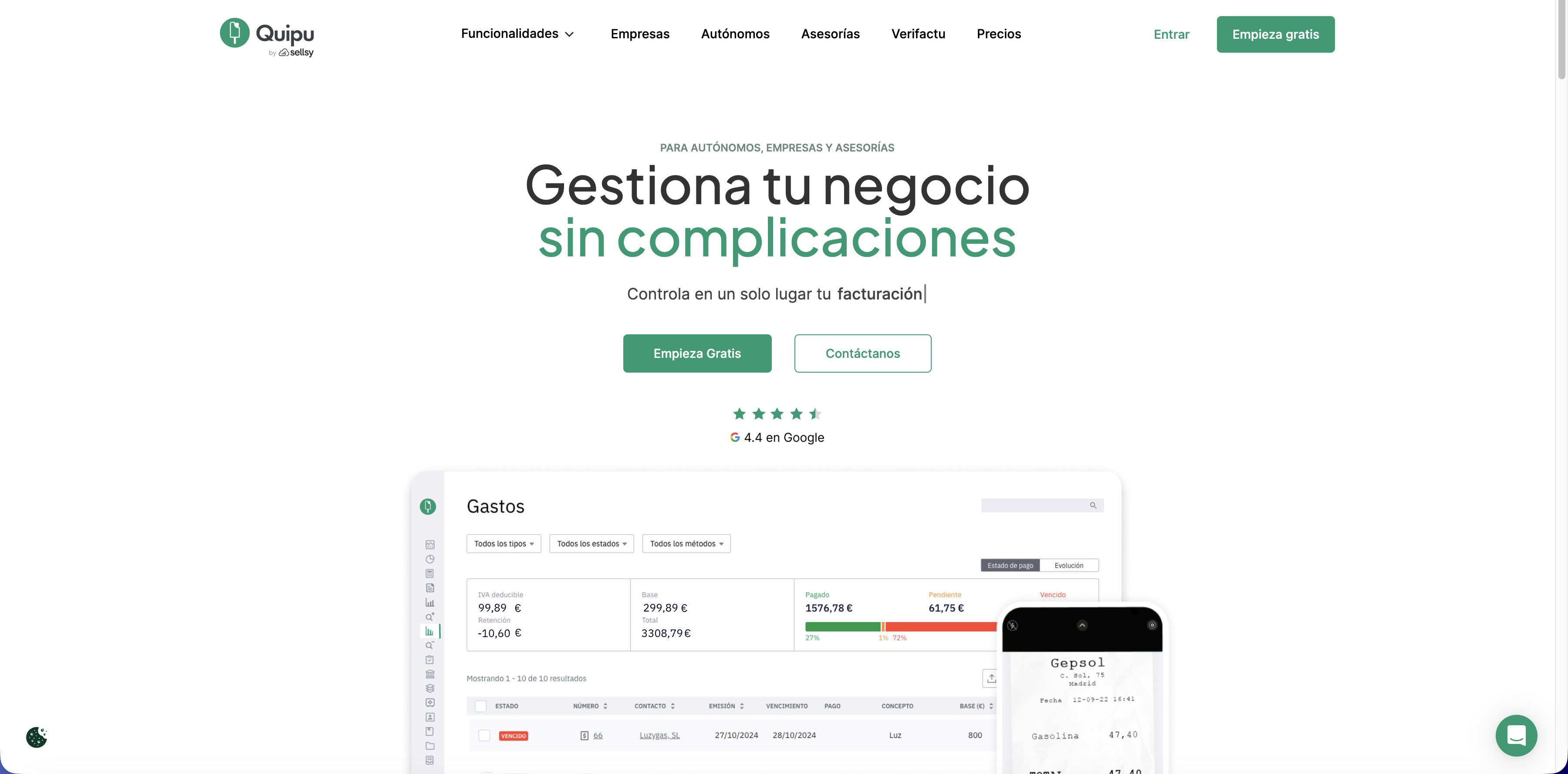 Landing page de Quipu